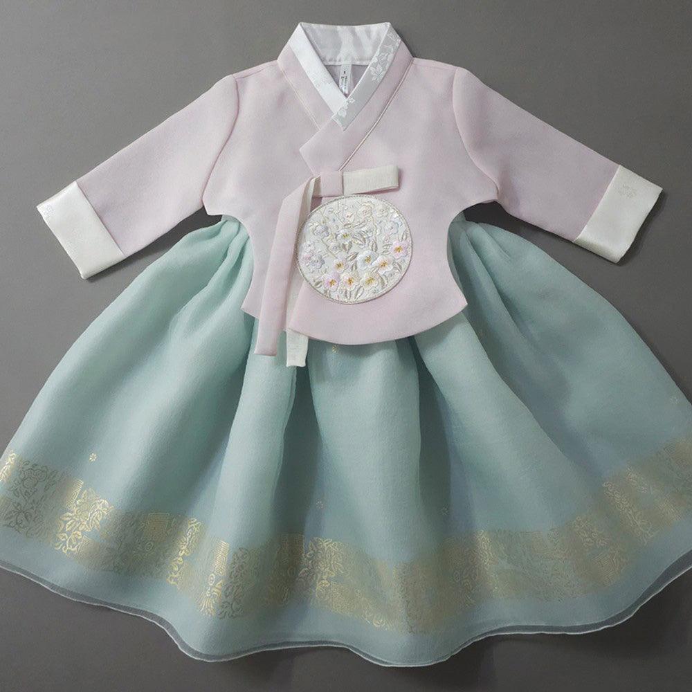 Yurim Gold Foil Mint Skirt Girl Hanbok (1-10YR) - Native Korean