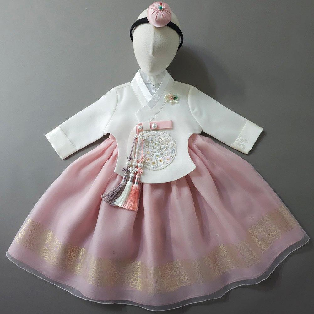 Yurim Gold Foil Pink Skirt Girl Hanbok (1-10YR) - Native Korean