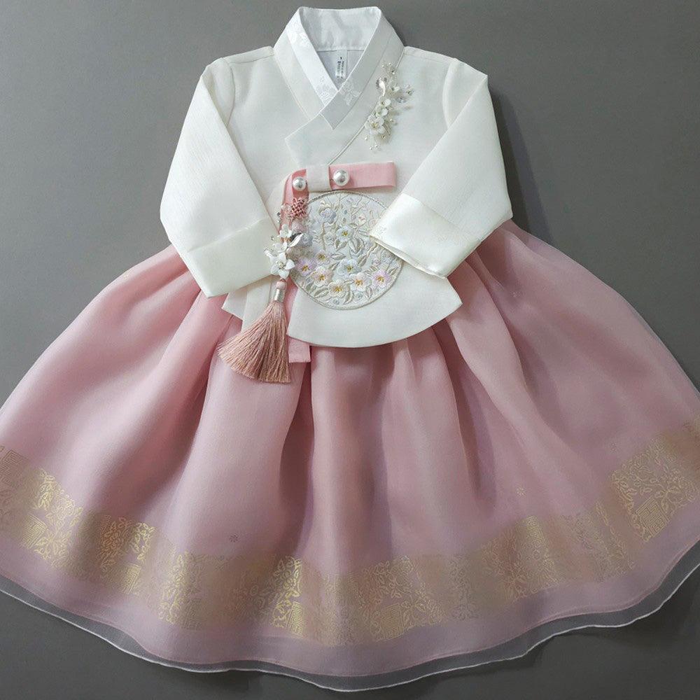 Yurim Gold Foil Pink Skirt Girl Hanbok (1-10YR) - Native Korean