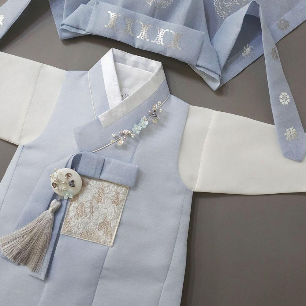 Yusin Sky Solid Boy Hanbok (100D-10YR) - Native Korean