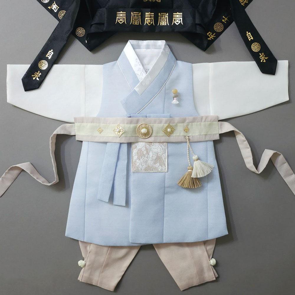 Yusin Sky Solid Boy Hanbok (100D-10YR) - Native Korean