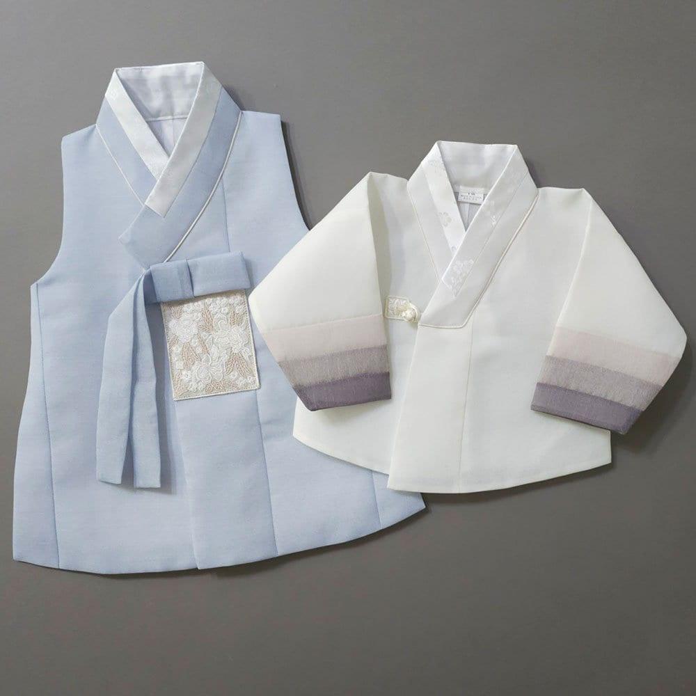 Yusin Sky Stripe Brown-Gray Boy Hanbok (100D-10YR) - Native Korean