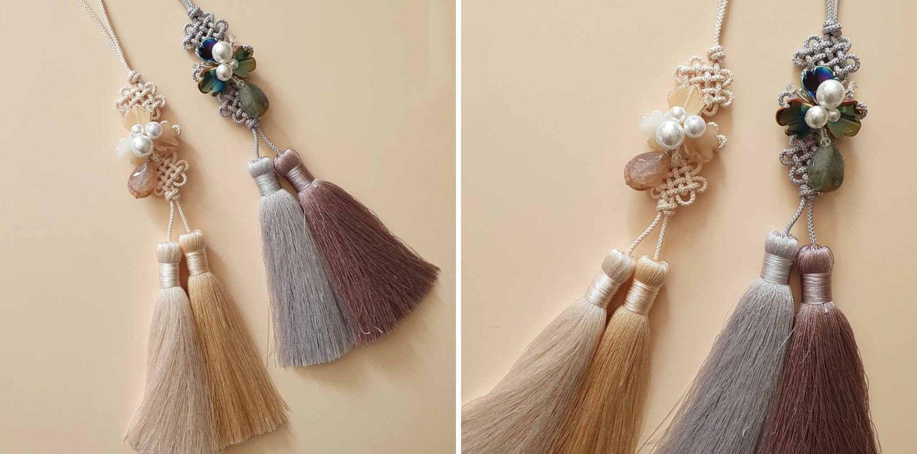 Beaded Duo Tassel Norigae - Native Korean