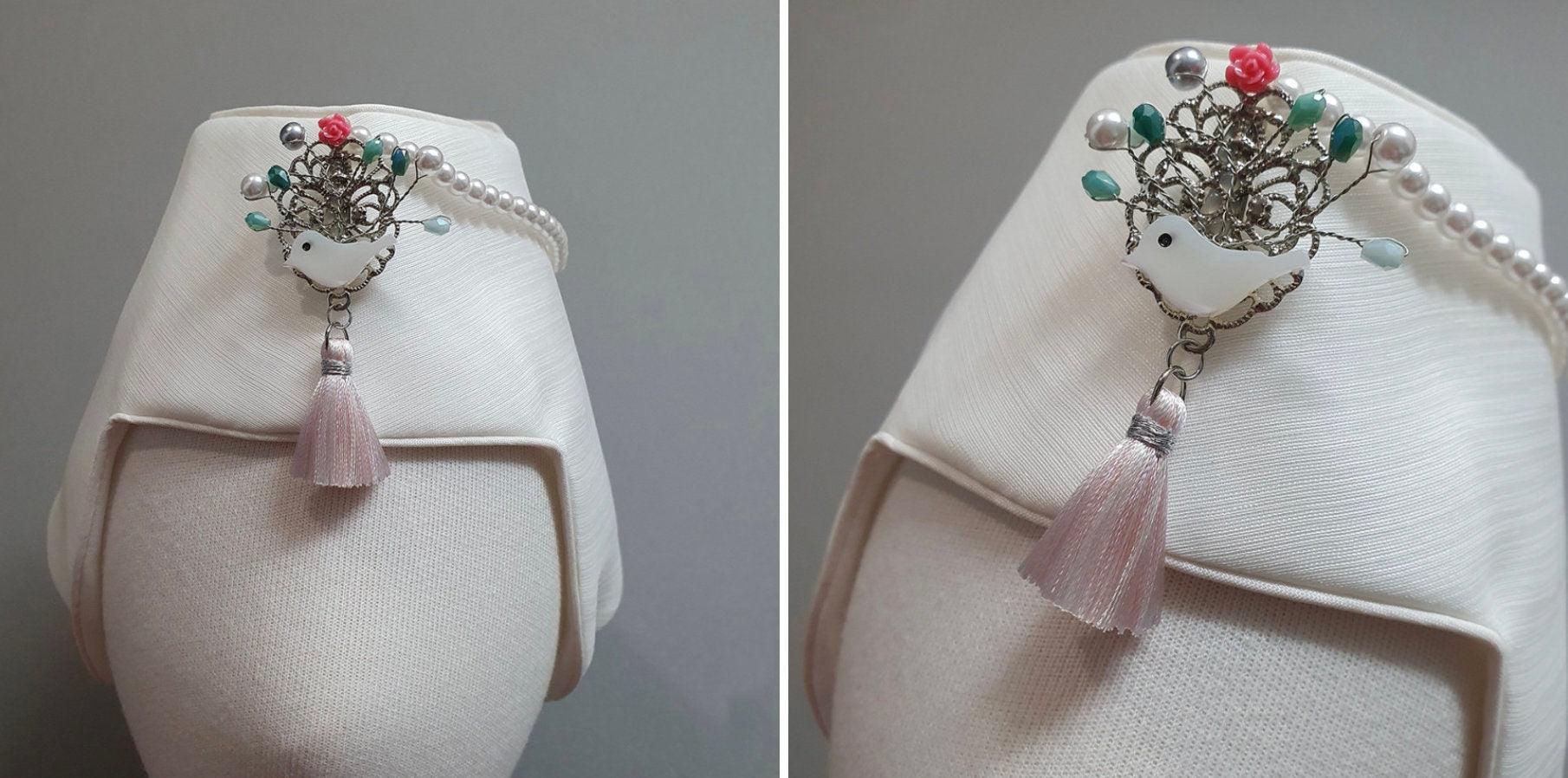 Beads Bird White Jobawi (XS, S) - Native Korean