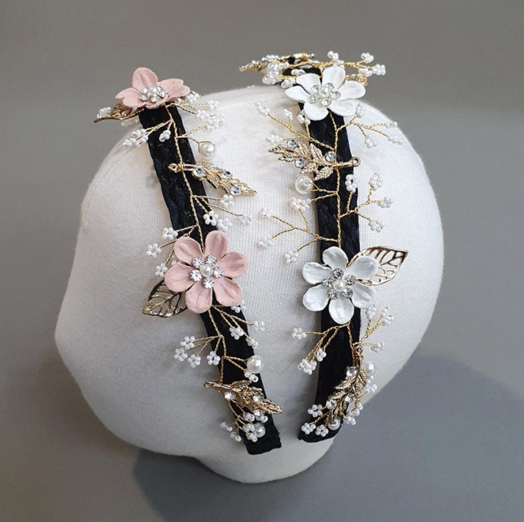 Charming Flower Black Headband (2colors) - Native Korean