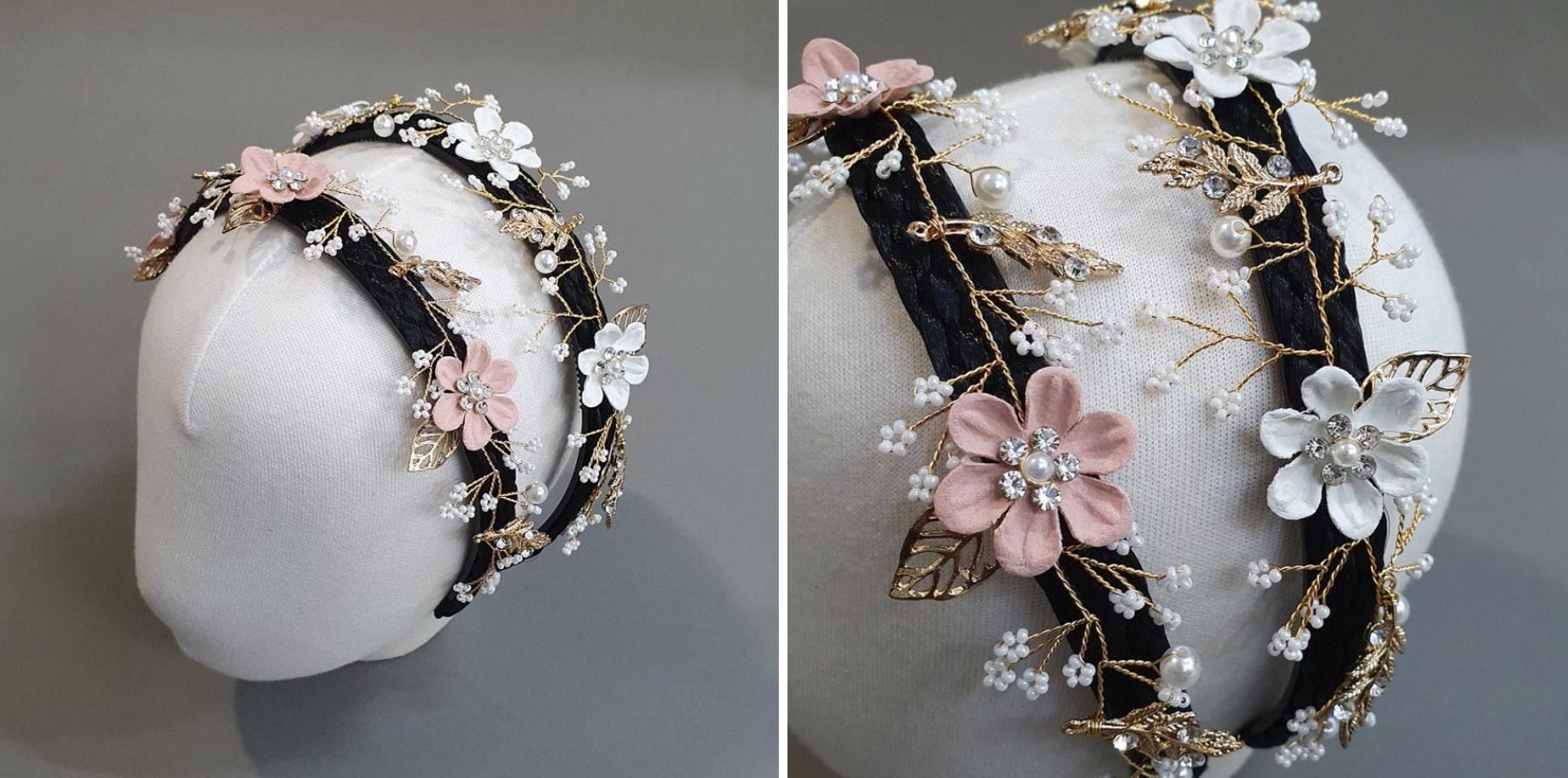 Charming Flower Black Headband (2colors) - Native Korean