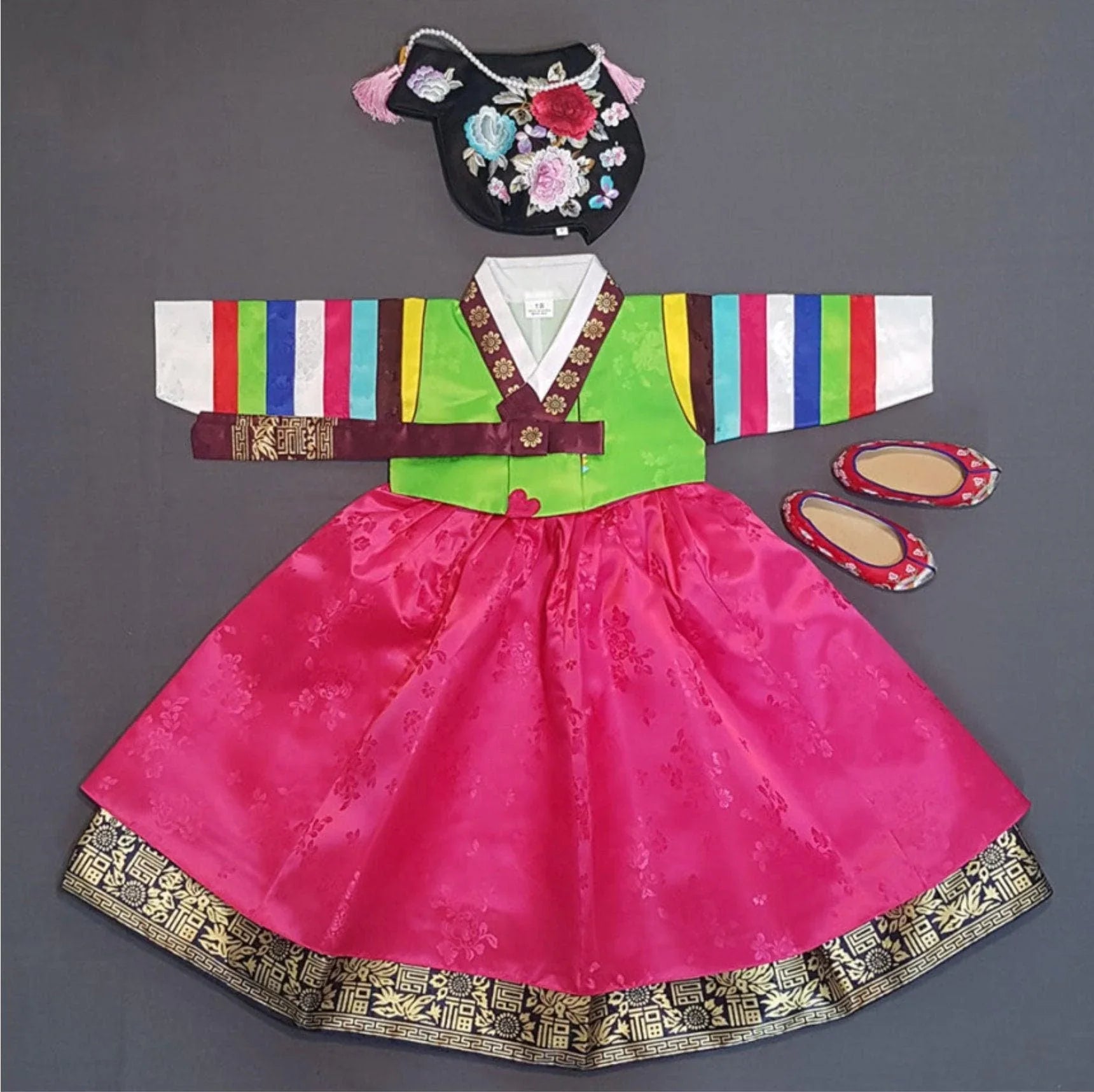 Dachae Green Jeogori Girl Hanbok (1-8YR) - Native Korean