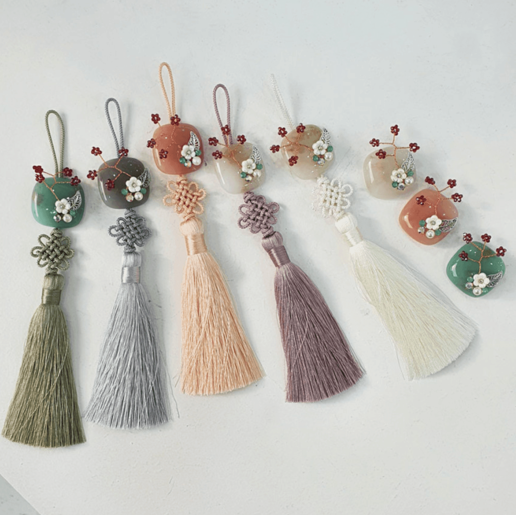 Floral Branch Stone Tassel Norigae - Native Korean