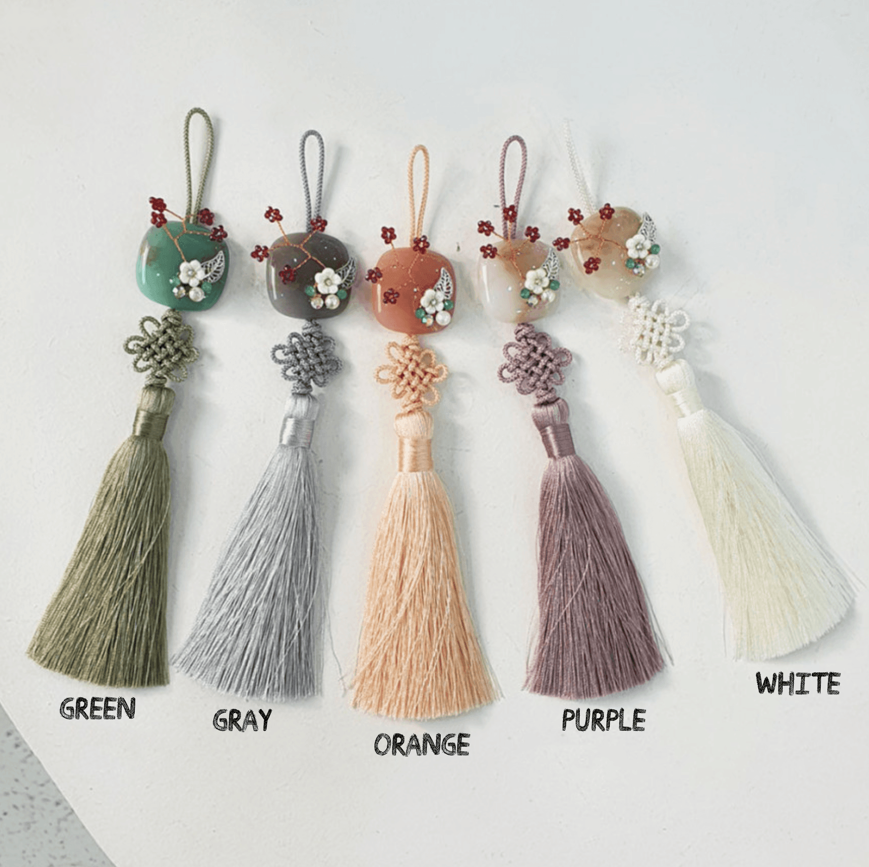 Floral Branch Stone Tassel Norigae - Native Korean