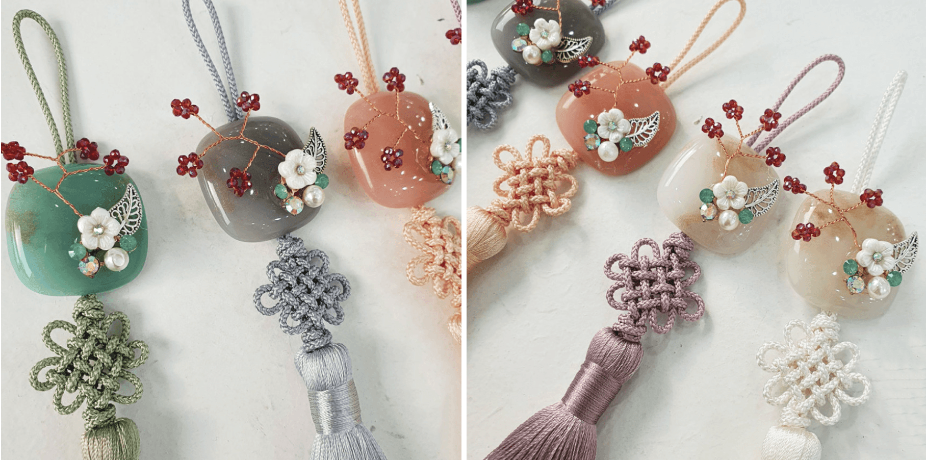 Floral Branch Stone Tassel Norigae - Native Korean