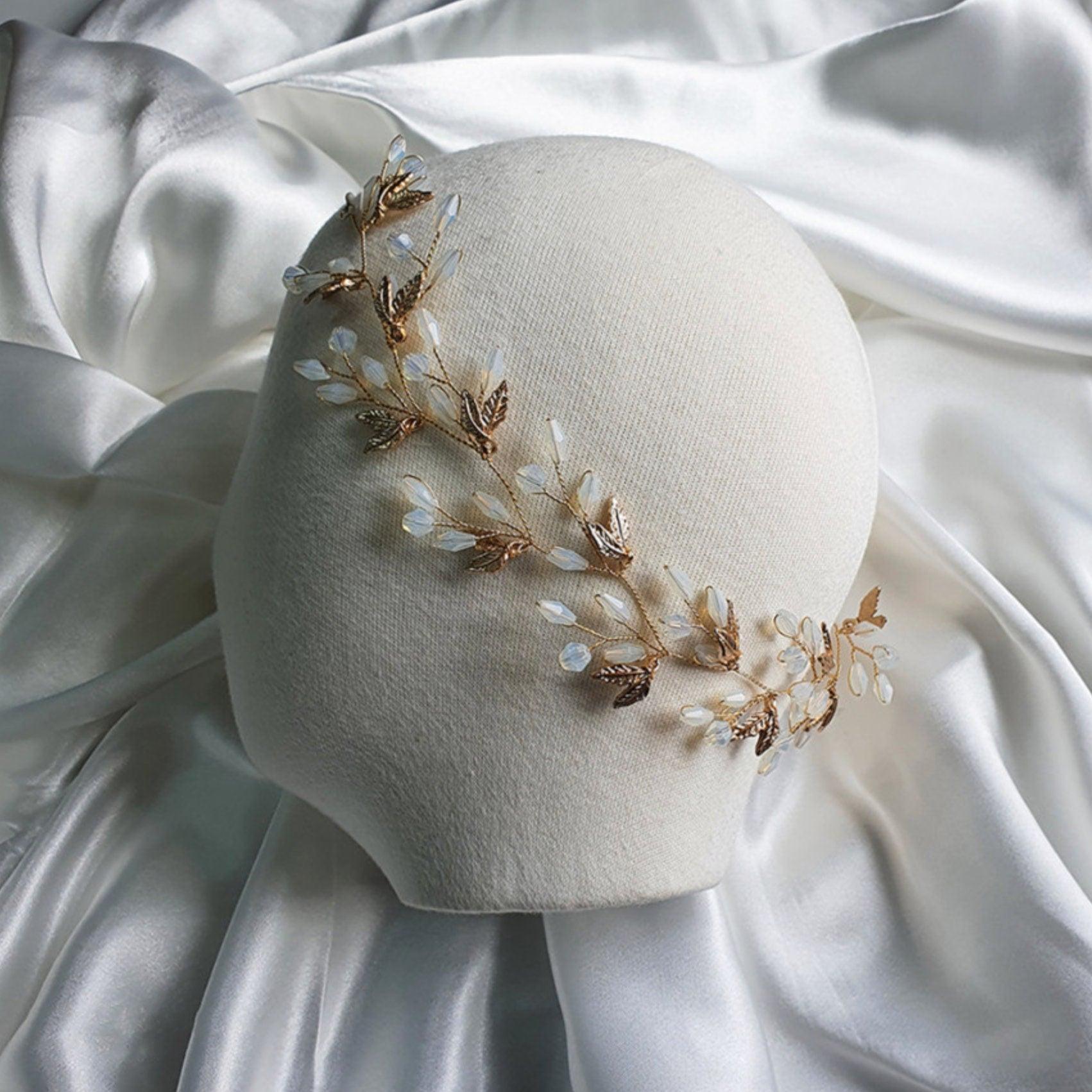 Gold Beaded Wreath Headband - Native Korean