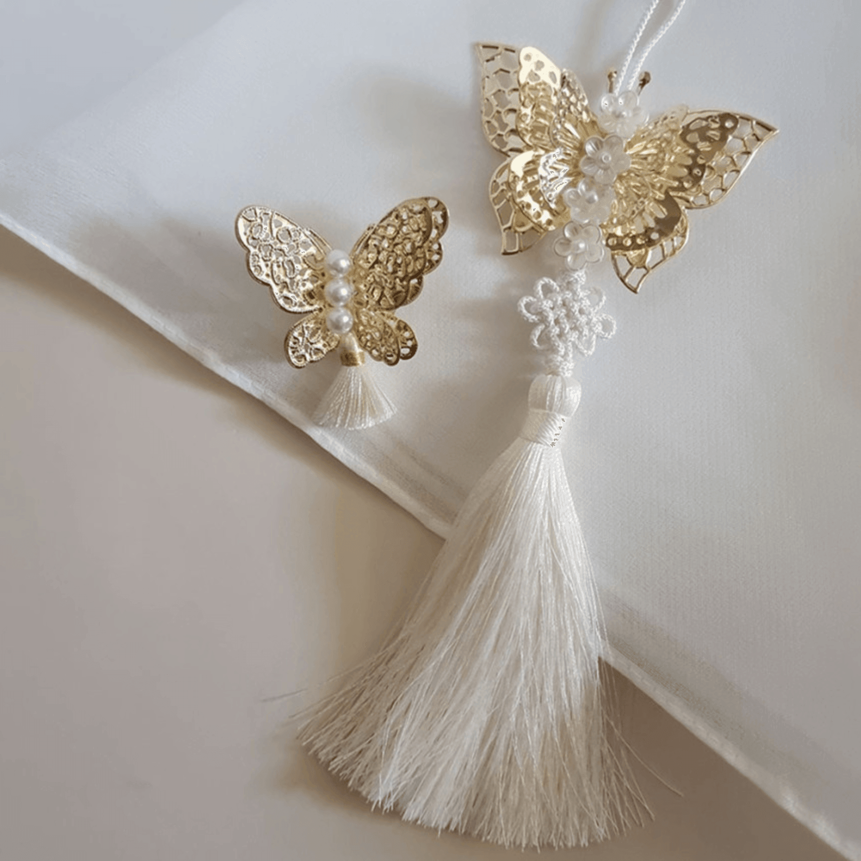Gold Butterfly Tassel Norigae - Native Korean