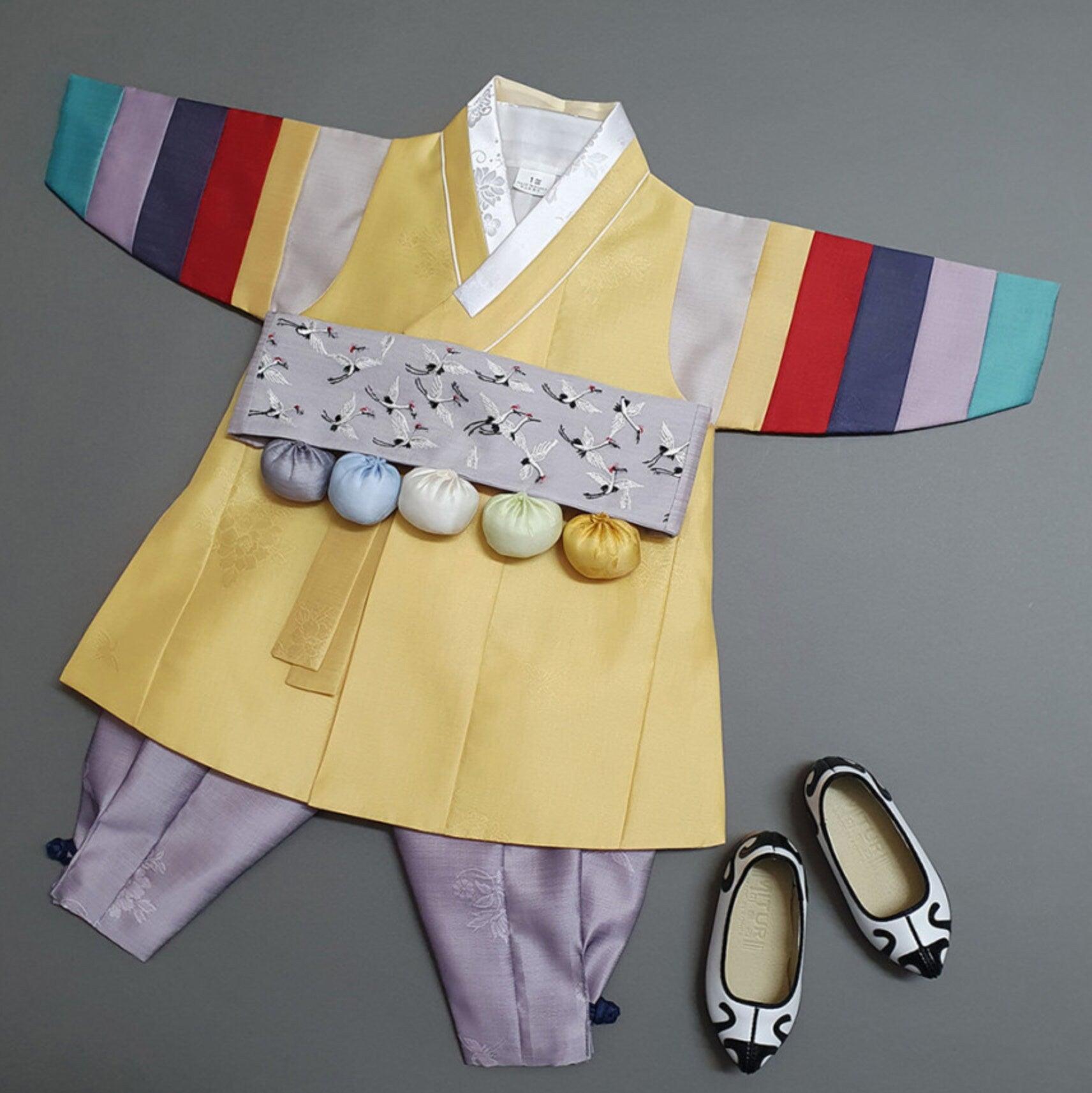 Hyedam Yellow Stripe Boy Hanbok (100D-10YR) - Native Korean