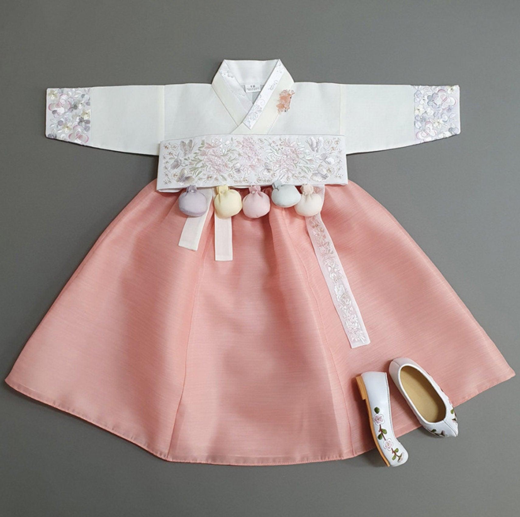 Hyeeu Coral Girl Hanbok (100D-15YR) - Native Korean