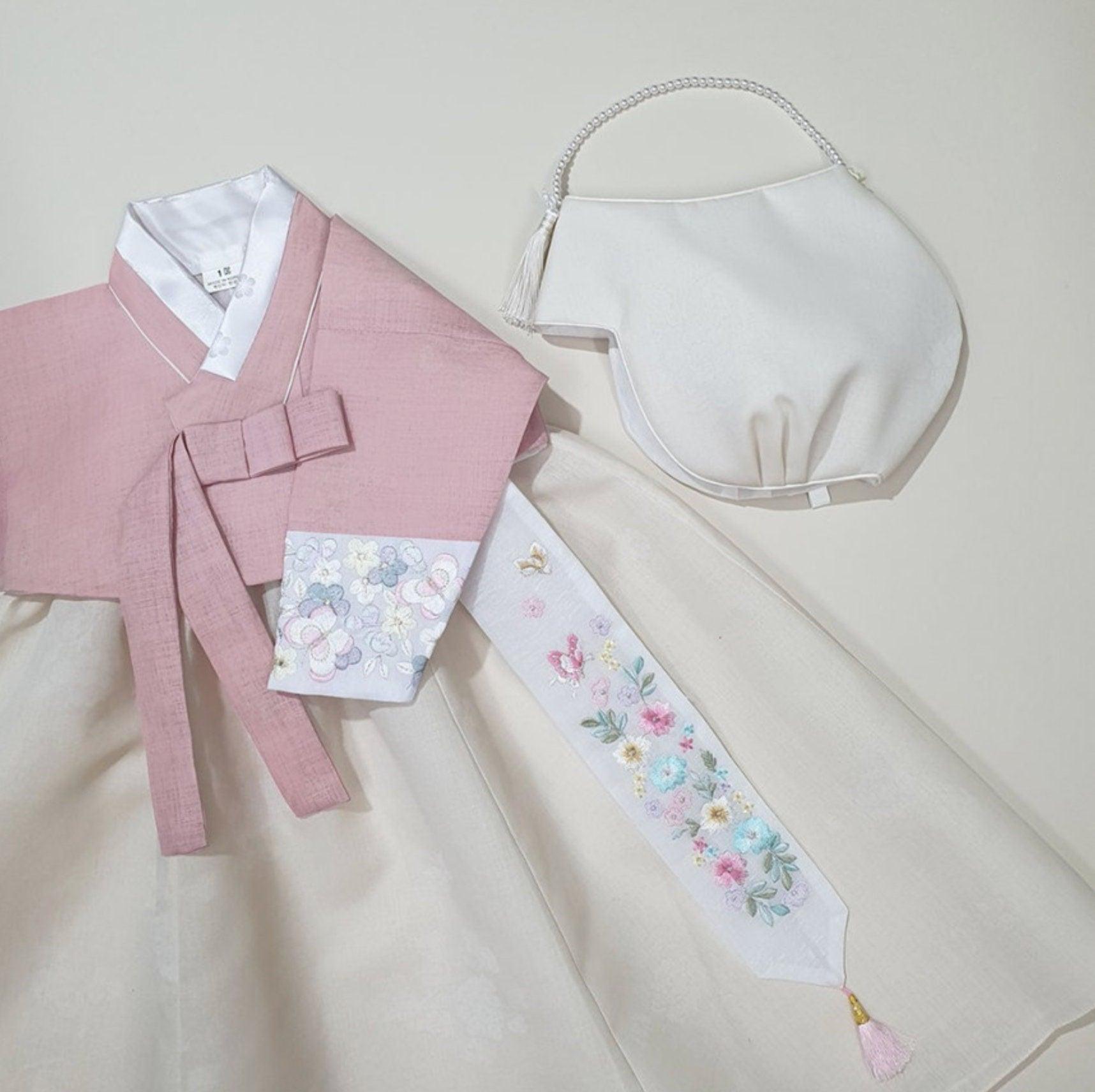 Hyeeu Pink Jeogori-Ivory Skirt Girl Hanbok (100D-1YR) - Native Korean