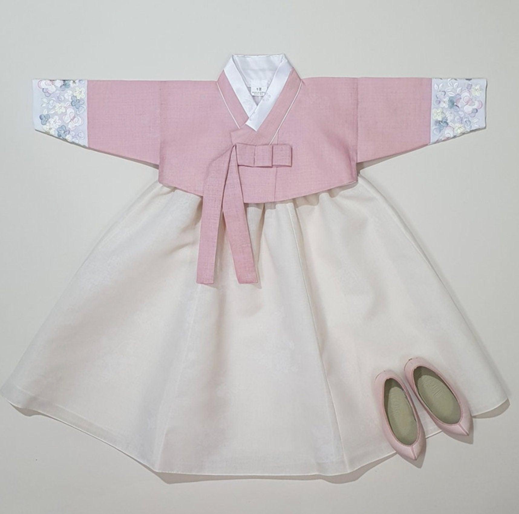 Hyeeu Pink Jeogori-Ivory Skirt Girl Hanbok (100D-1YR) - Native Korean