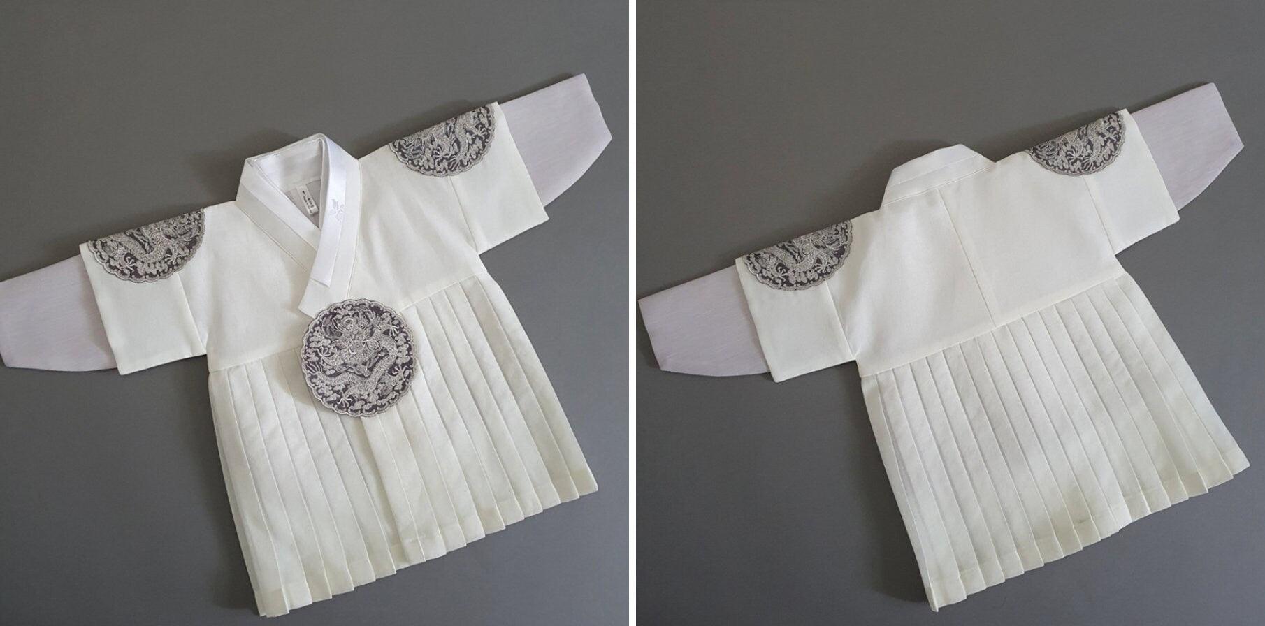 Hyungoon Pleated Ivory Boy Hanbok(100D-1YR) - Native Korean