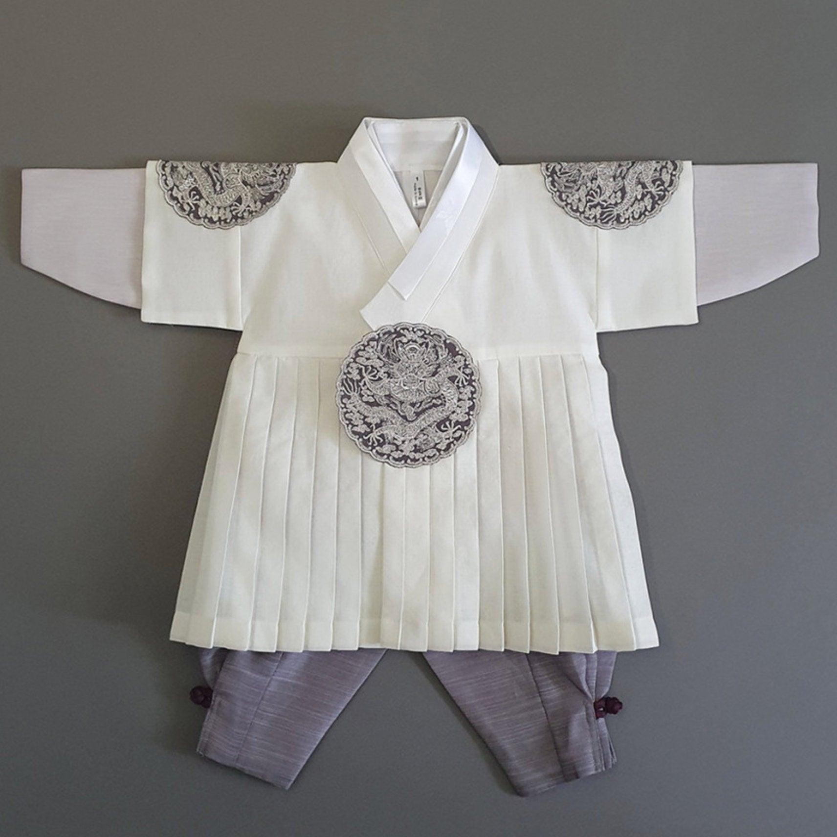 Hyungoon Pleated Ivory Boy Hanbok(100D-1YR) - Native Korean