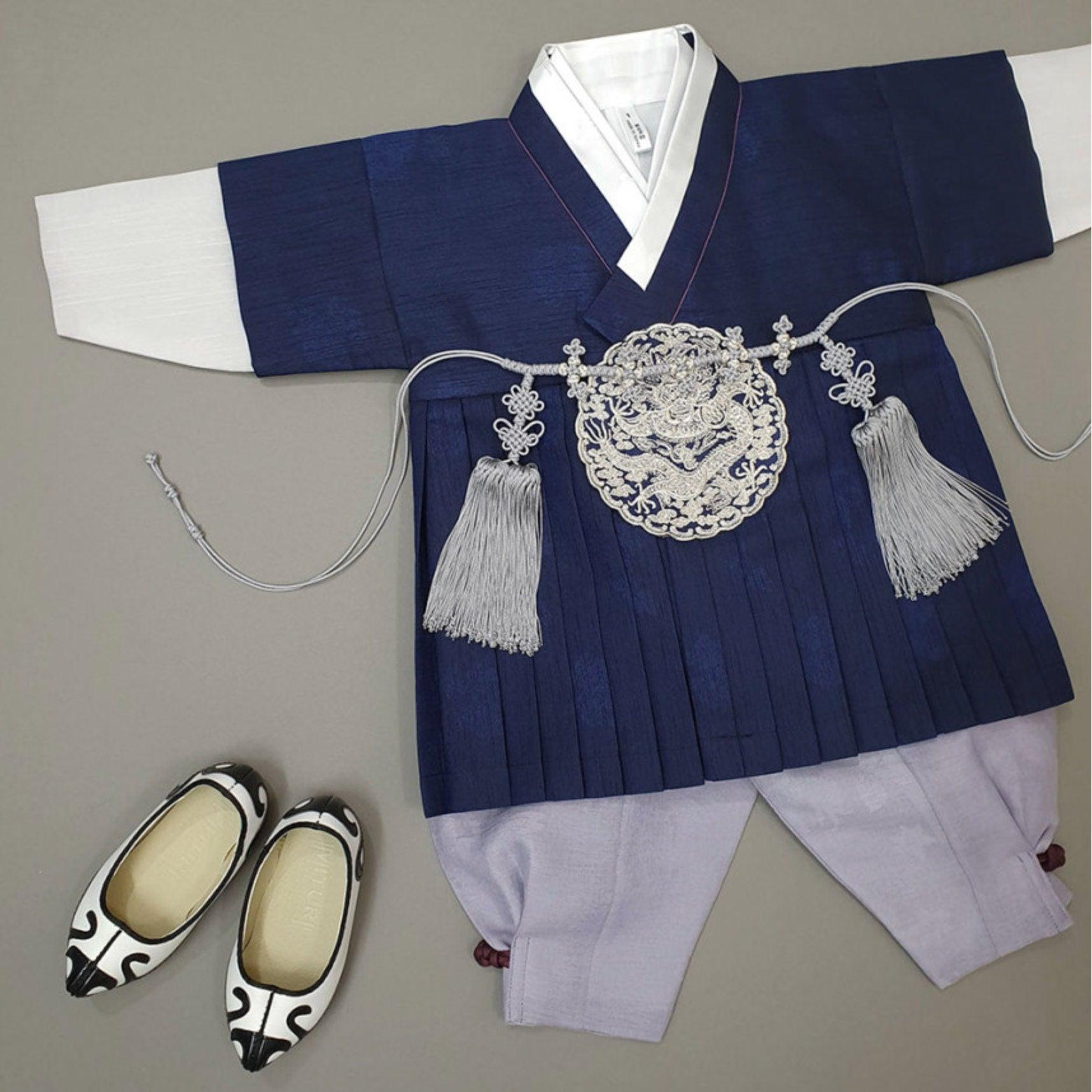 Hyungoon Pleated Navy Boy Hanbok (100D-8YR) - Native Korean