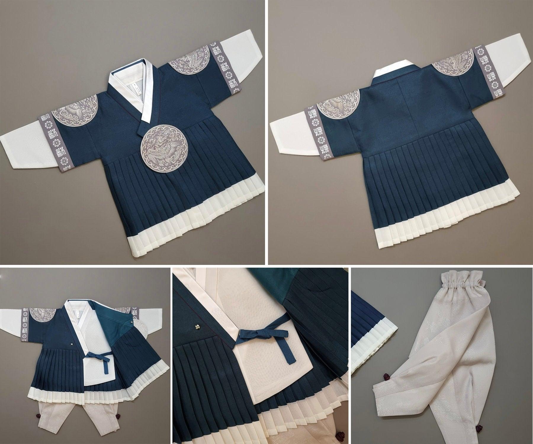 Hyungoon Pleated Two-tone Teal Boy Hanbok (100D-9YR) - Native Korean