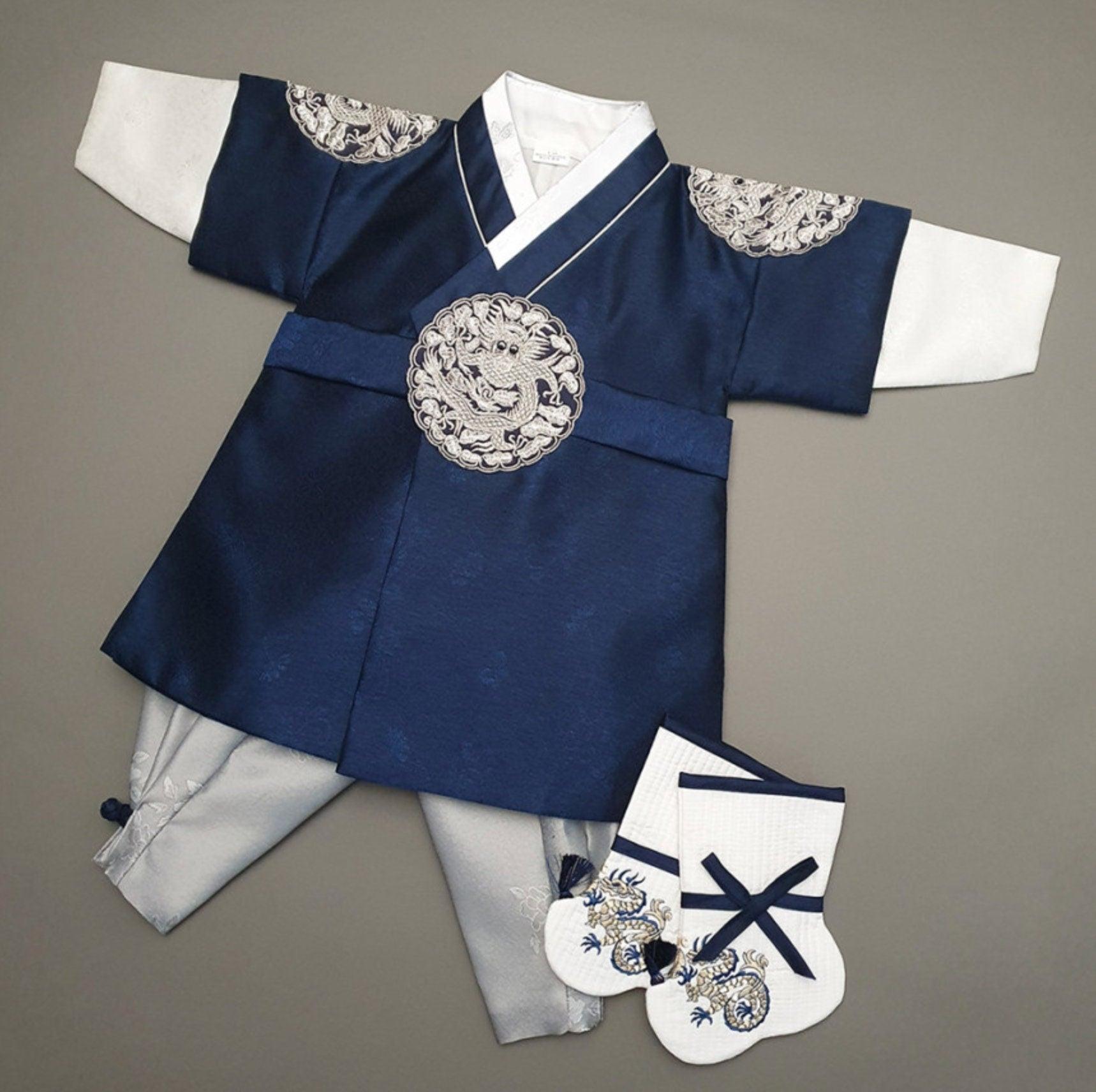 Hyungoon Silver Navy Boy Hanbok (100D-15YR) - Native Korean