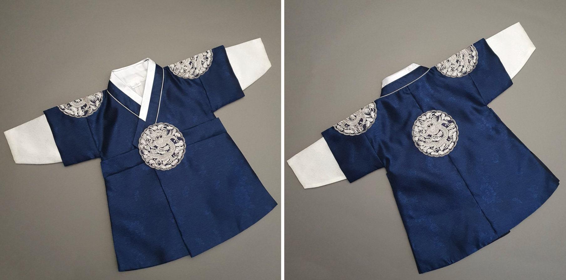 Hyungoon Silver Navy Ivory Boy Hanbok (100D-15YR) - Native Korean