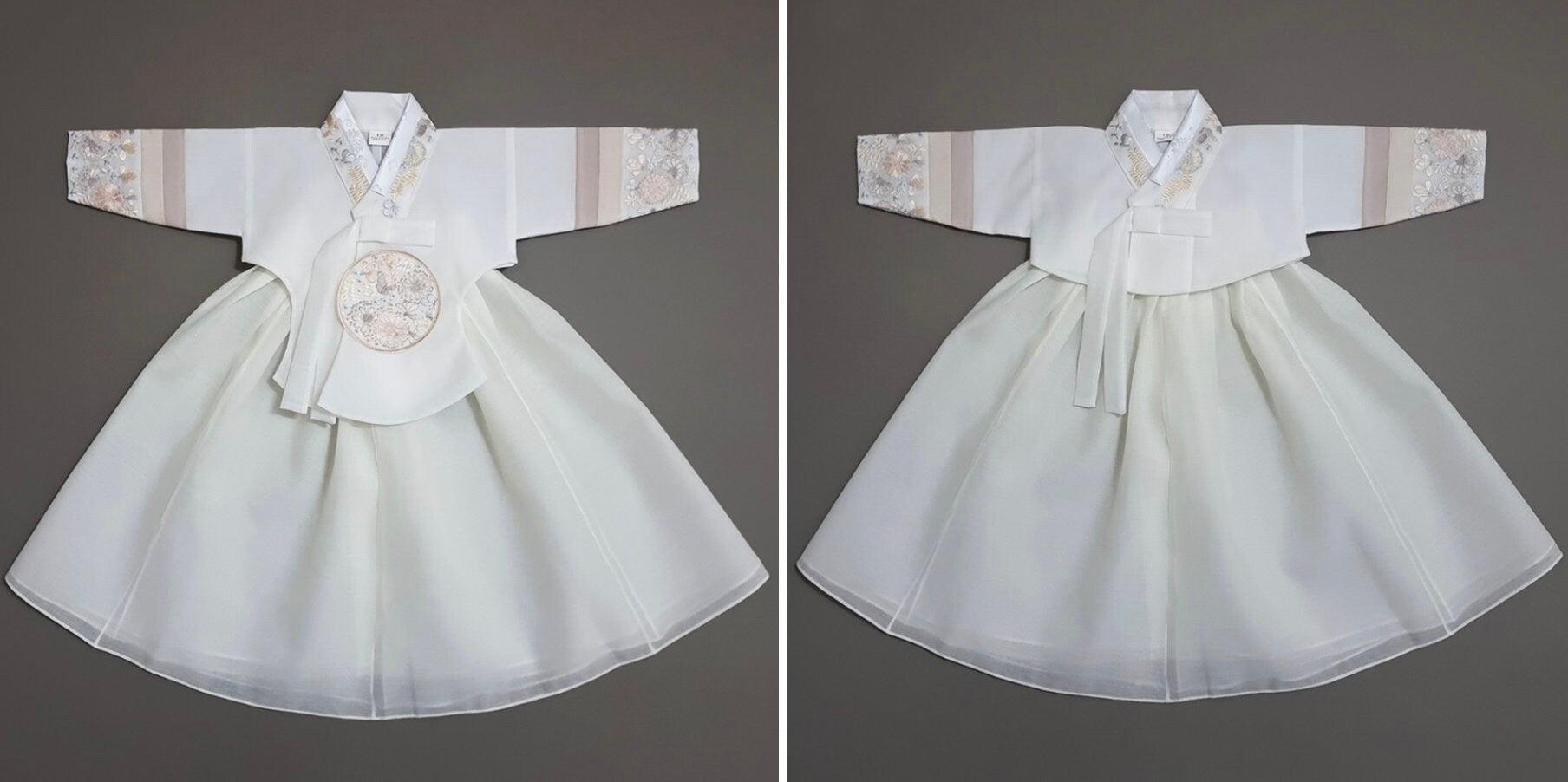 Hyunji Ivory Skirt Girl Hanbok (100D-15YR) - Native Korean
