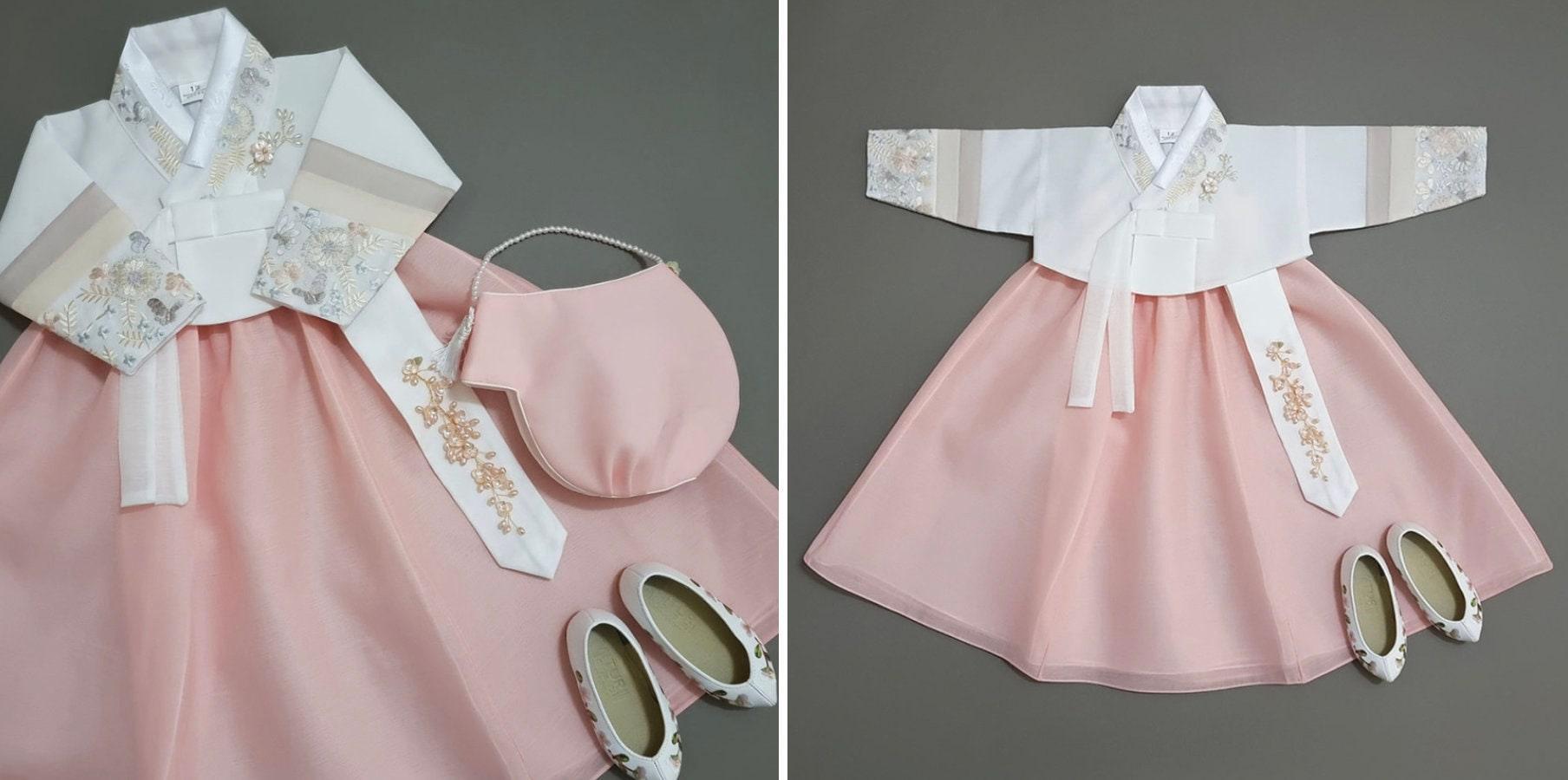 Hyunji Peach Two Top Girl Hanbok (100D-15YR) - Native Korean