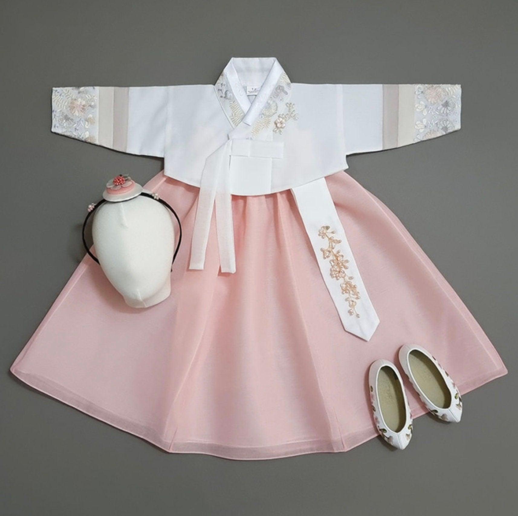 Hyunji Peach Two Top Girl Hanbok (100D-15YR) - Native Korean