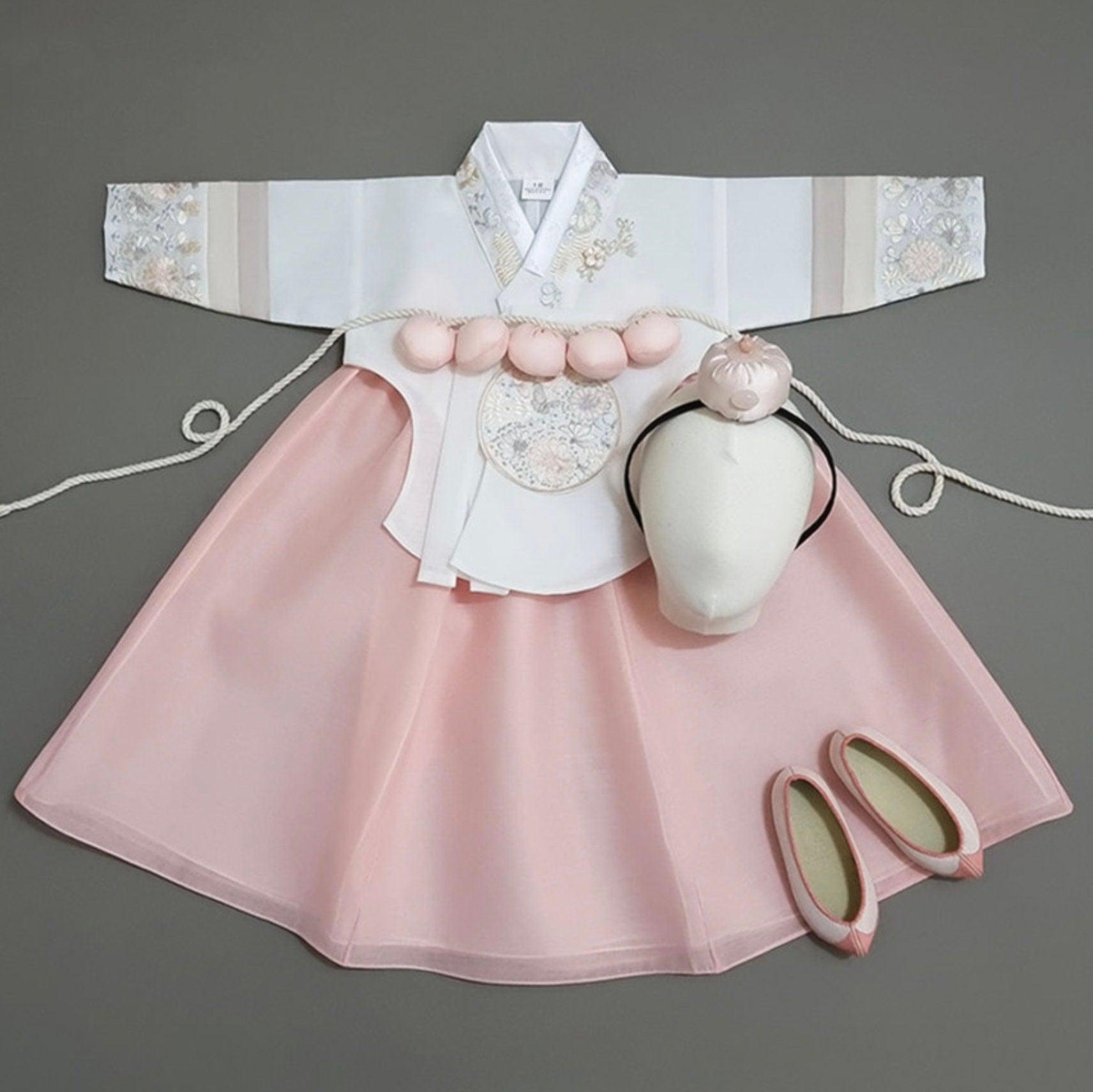 Hyunji Peach Two Top Girl Hanbok (100D-15YR) - Native Korean