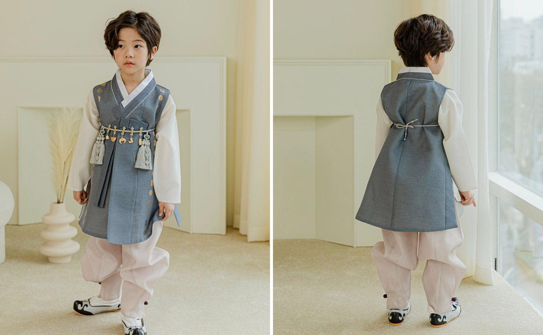 Hyunwoo Charcoal-gray Boy Hanbok (1-12YR) - Native Korean