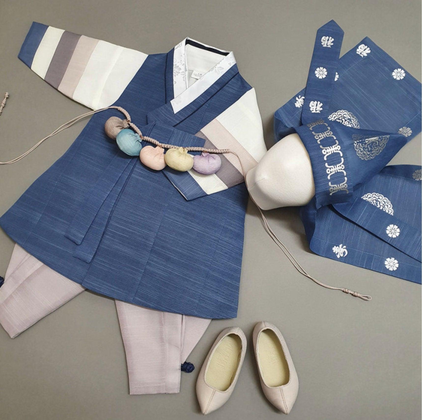 Indong Blue Stripe Boy Hanbok (100D-10YR) - Native Korean