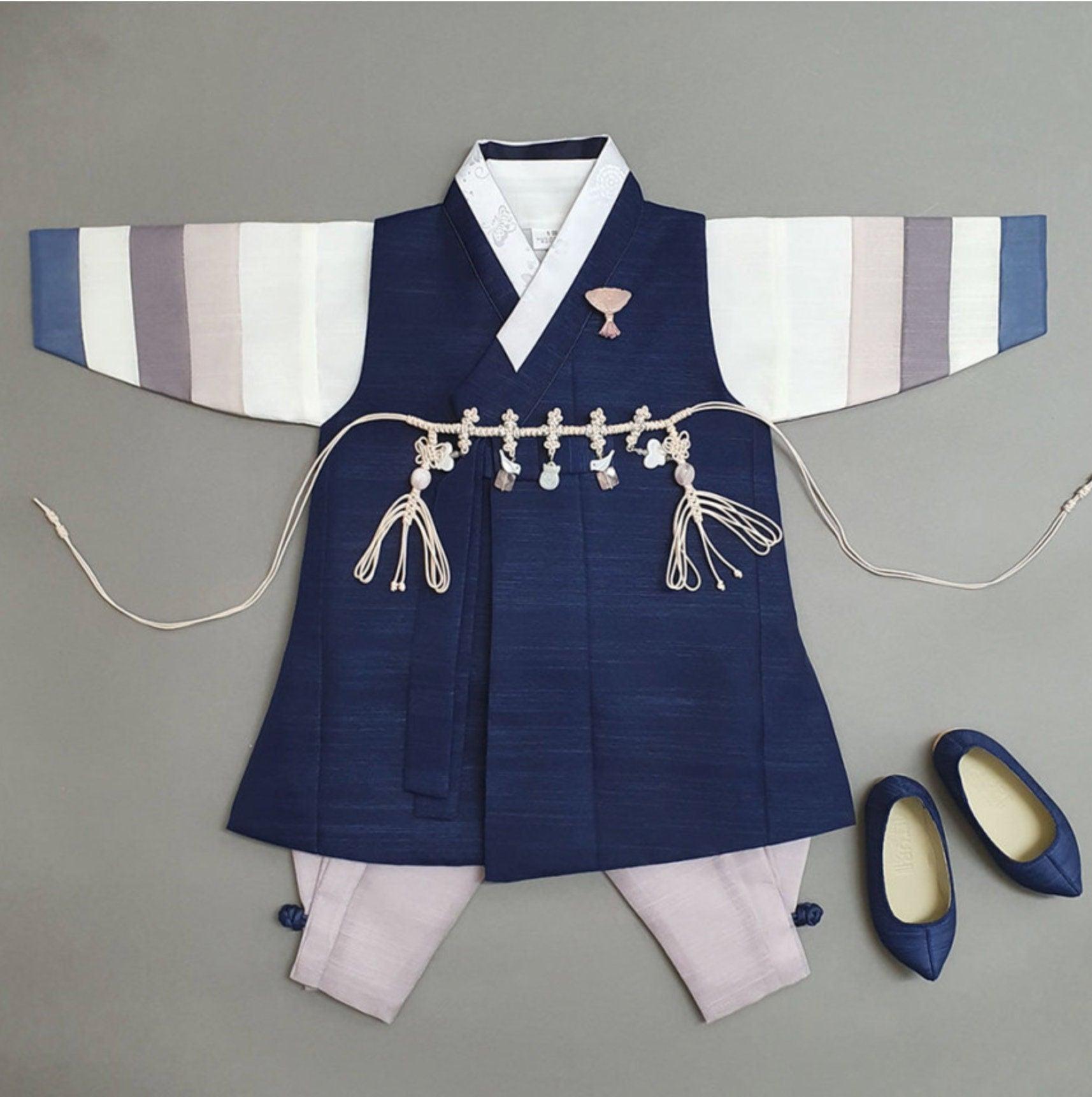 Indong Navy Stripe Boy Hanbok (100D-10YR) - Native Korean