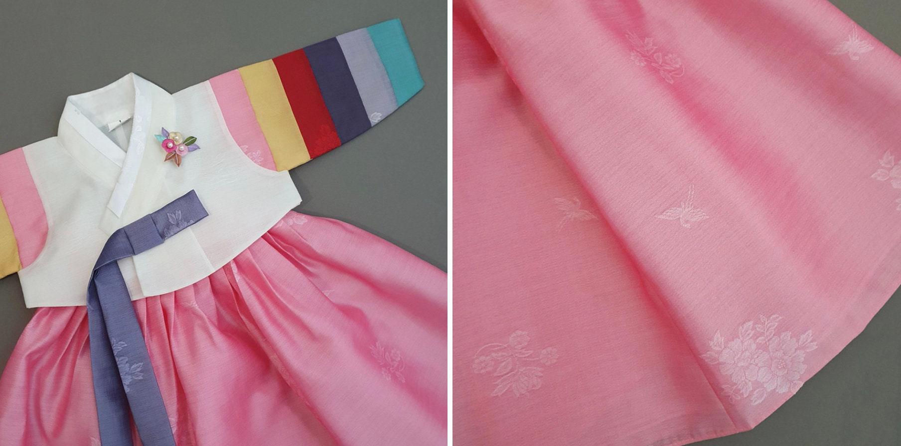 Jeongdam Ivory Jeogori Light Pink Girl Hanbok (100D-15YR) - Native Korean