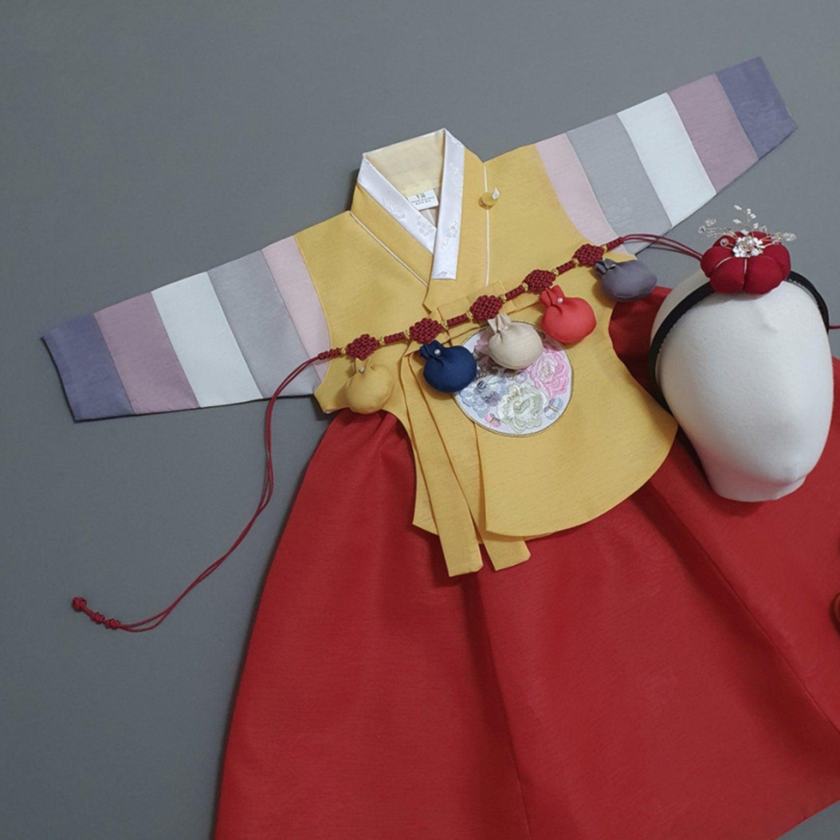 Jinkyoung Dangui Red Girl Hanbok (100D-15YR) - Native Korean