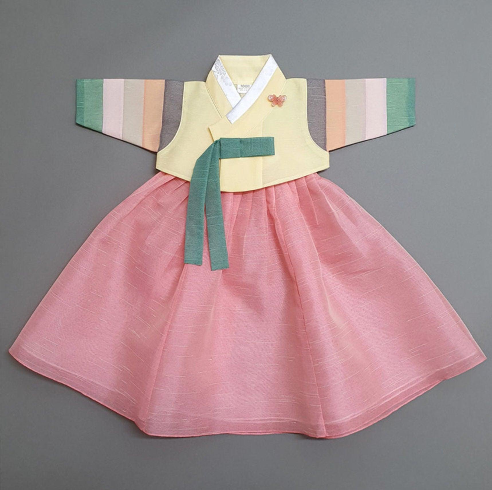 Kahyun Peach Yellow Jeogori Girl Hanbok (100D-15YR) - Native Korean