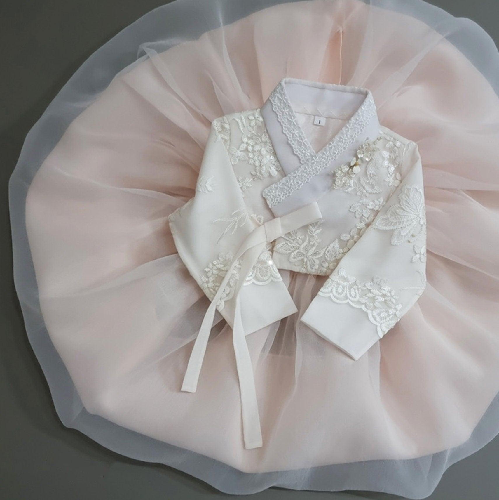 Lunar Peach Dress Girl Hanbok (1-8YR) - Native Korean