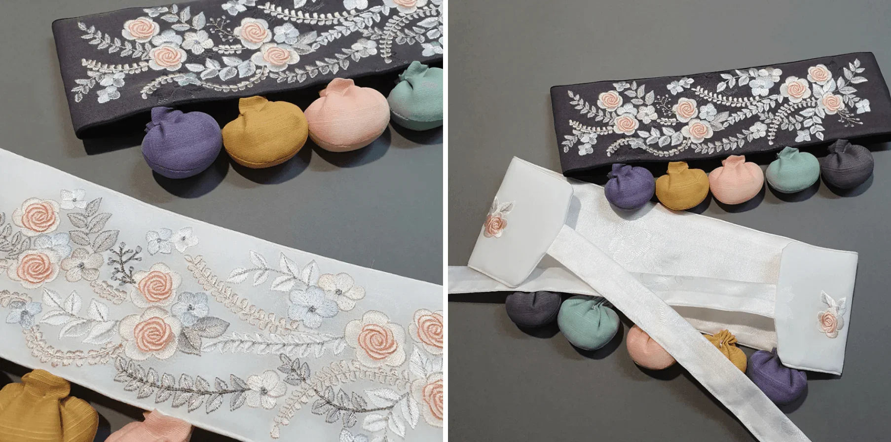 Black Rose Embroidery Bell Belt - Native Korean