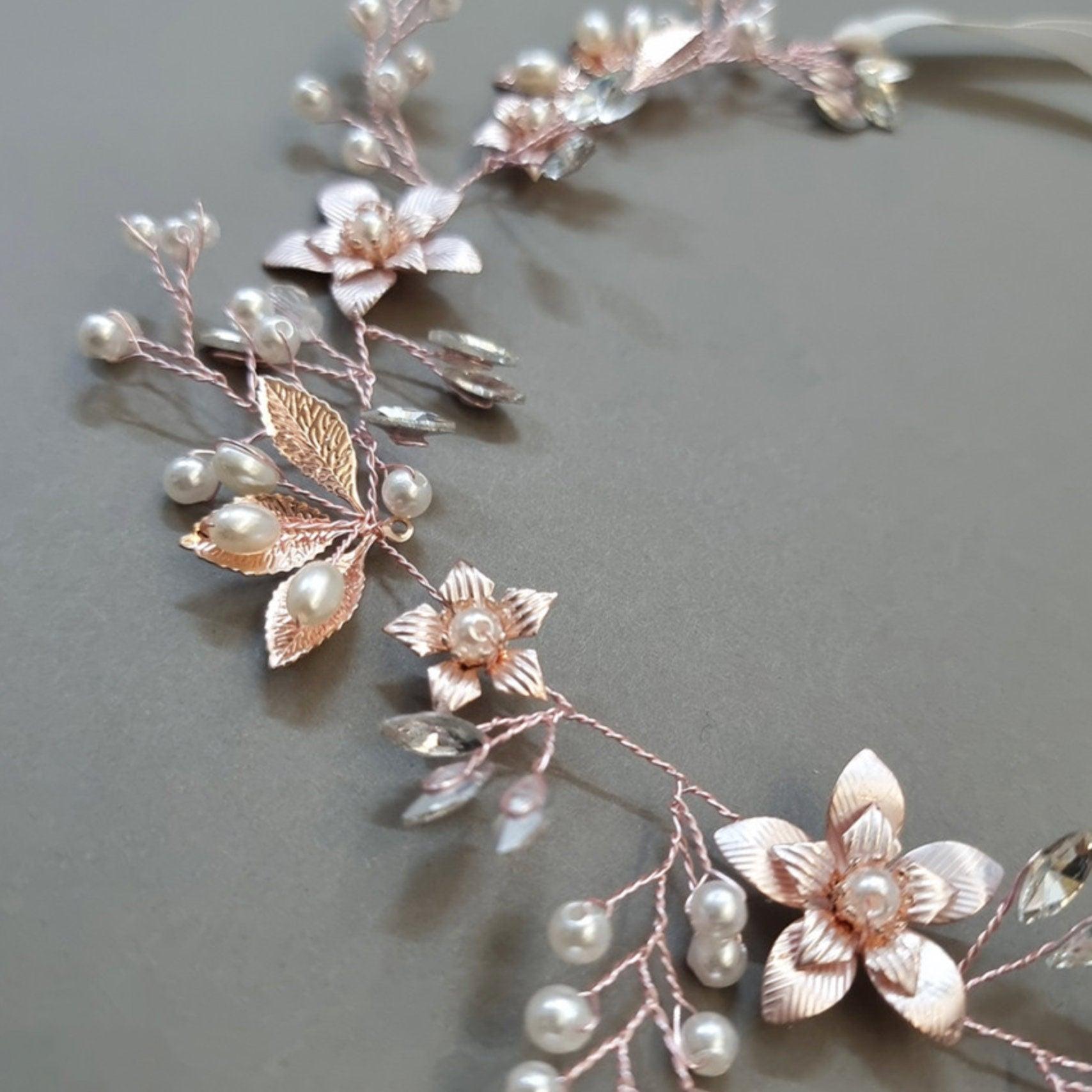 Rose Gold Beads Wreath Headband - Native Korean