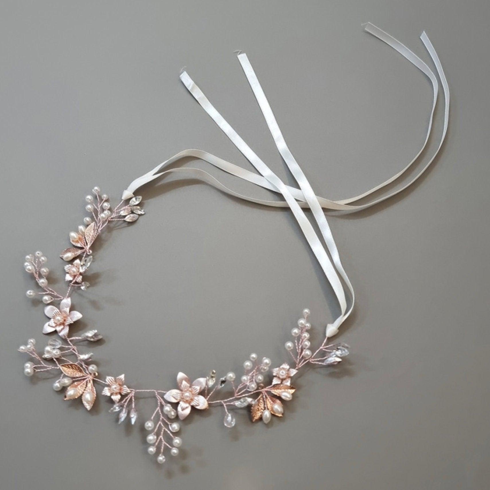 Rose Gold Beads Wreath Headband - Native Korean