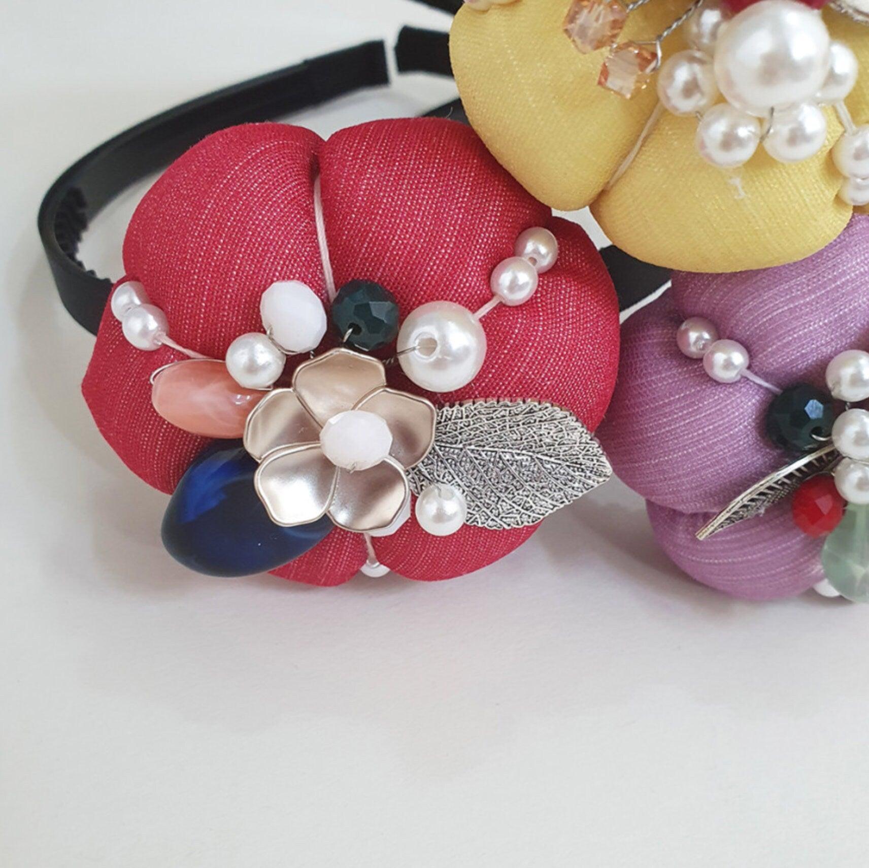 Stone Floral Pumpkin Headband - Native Korean