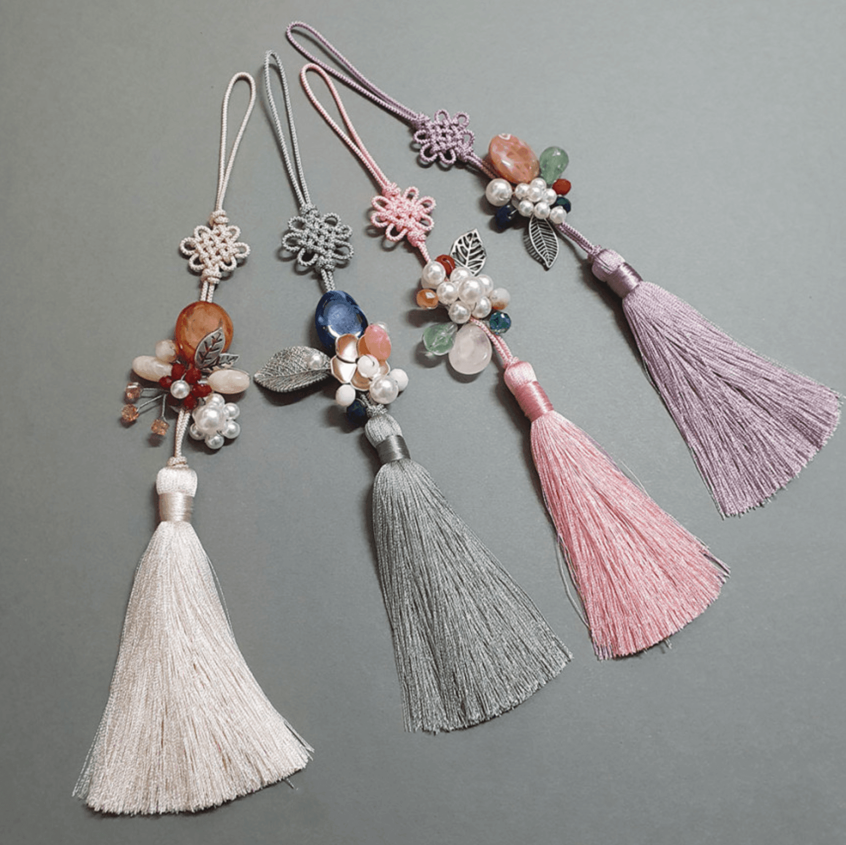 Stone Pearl Flower Tassel Norigae - Native Korean