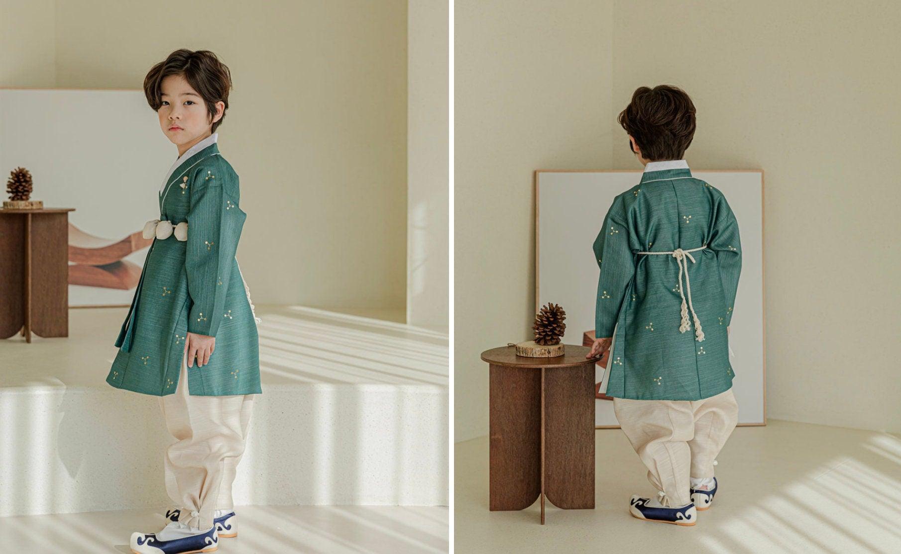 Sungjoon Gold Foil Green Boy Hanbok (100D-10YR) - Native Korean