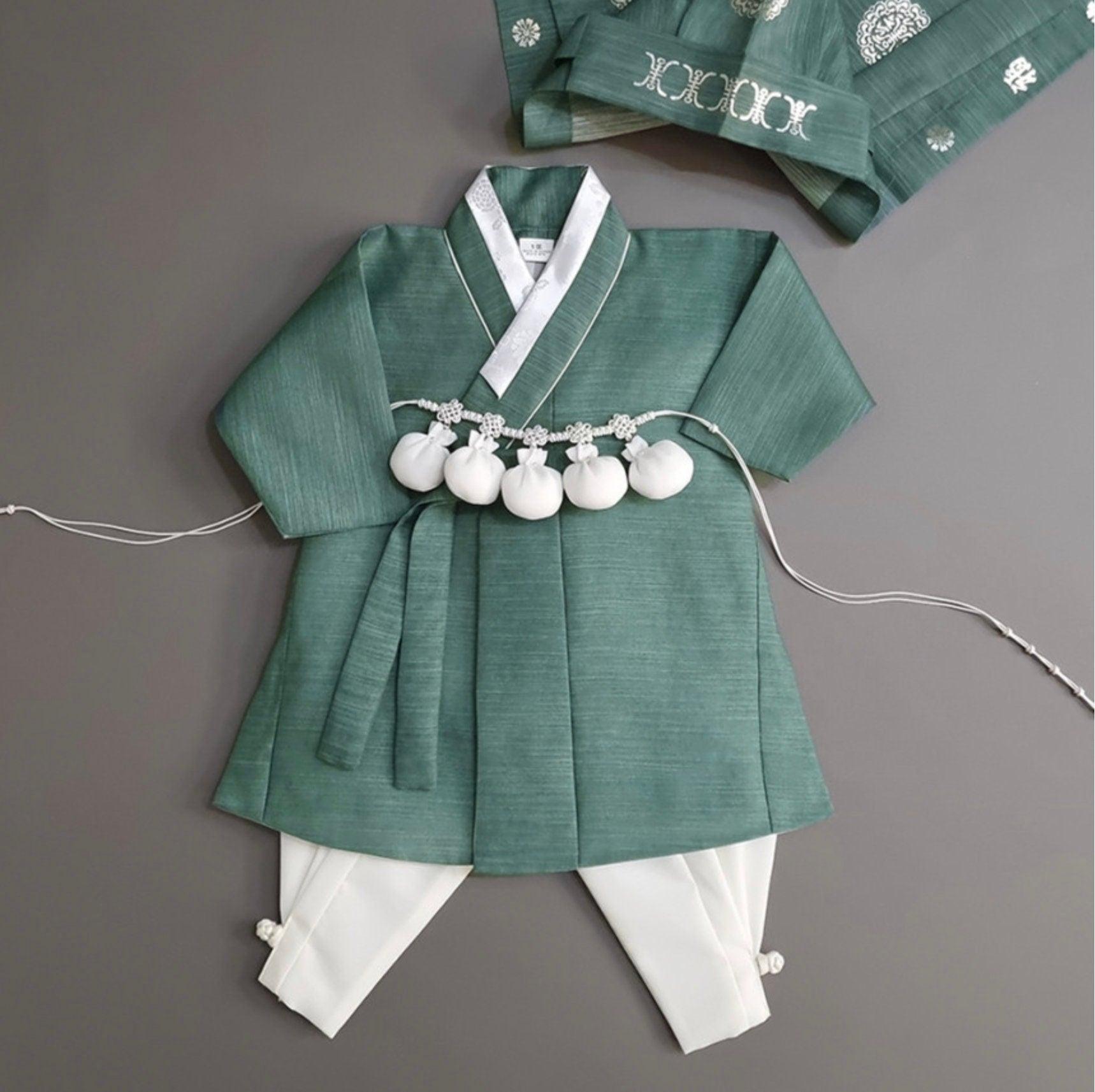 Sungjoon Green Ivory Boy Hanbok (100D-8YR) - Native Korean