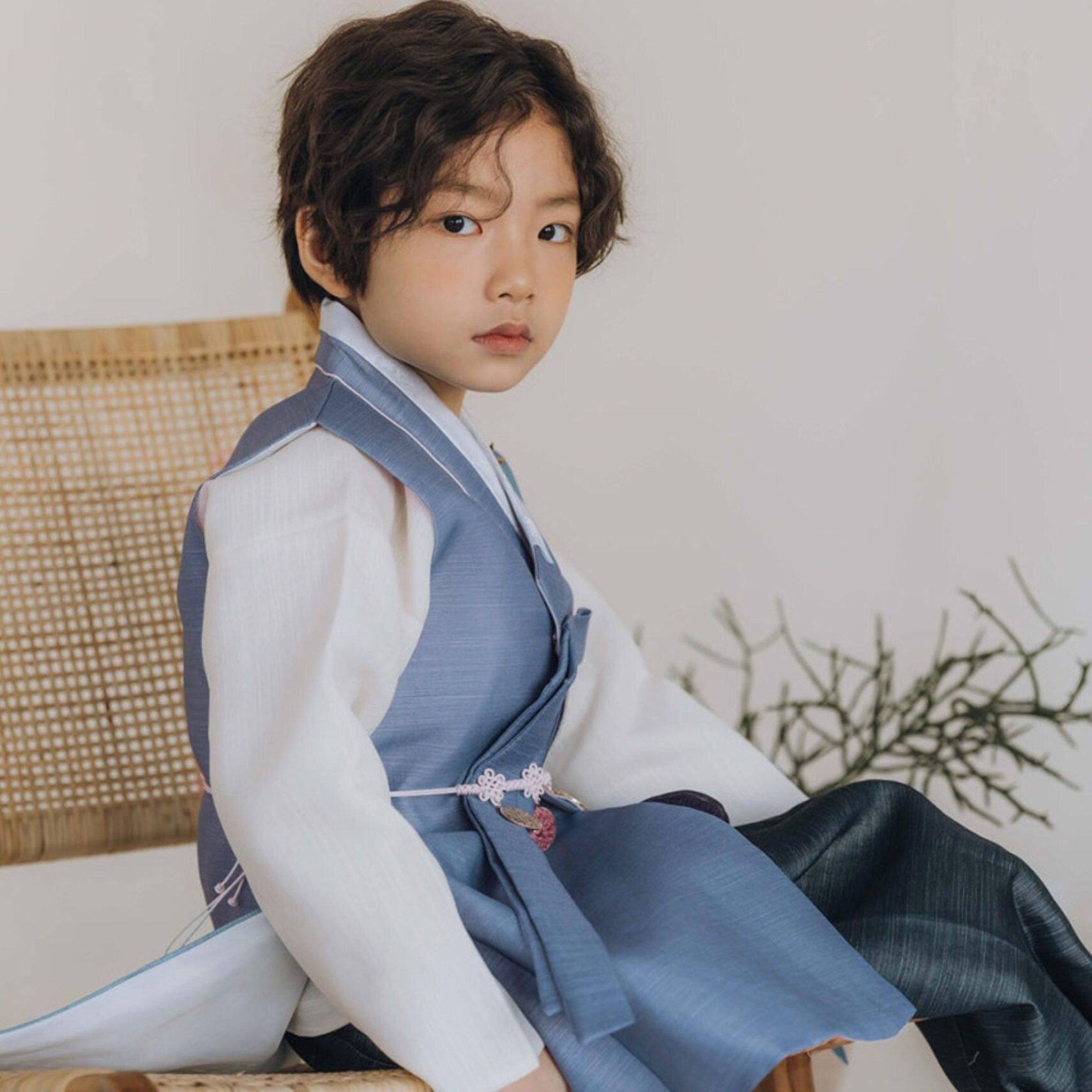 Sungju Indie Blue Solid Boy Hanbok (100D-10YR) - Native Korean