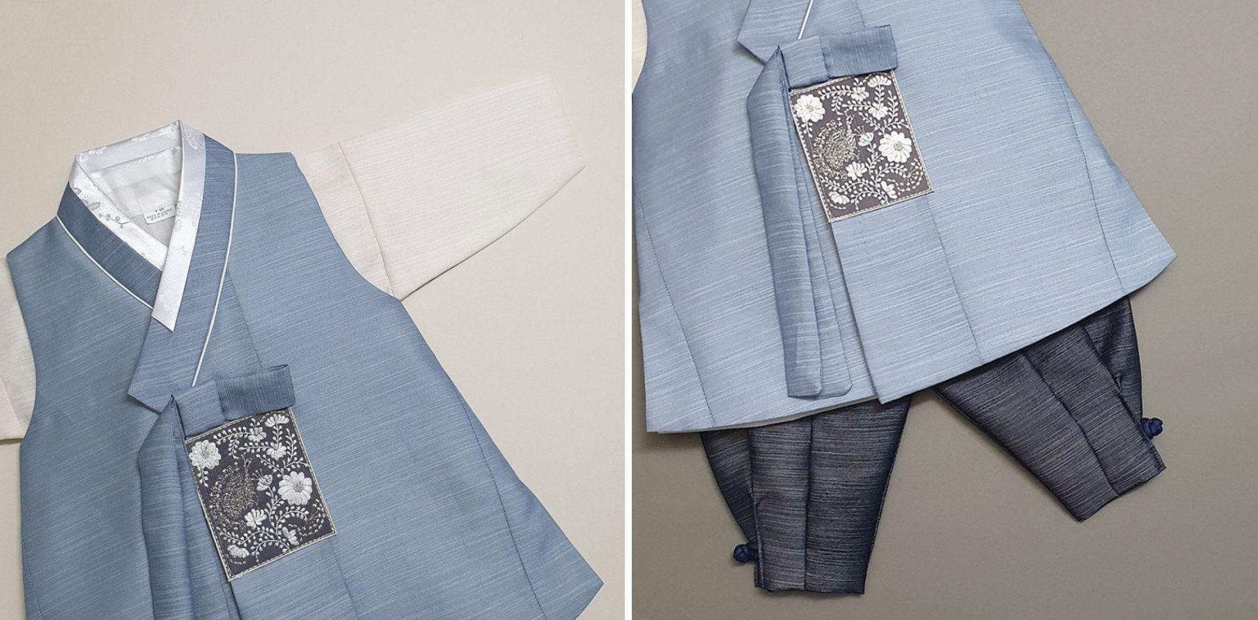 Sungju Indie Blue Solid Boy Hanbok (100D-10YR) - Native Korean