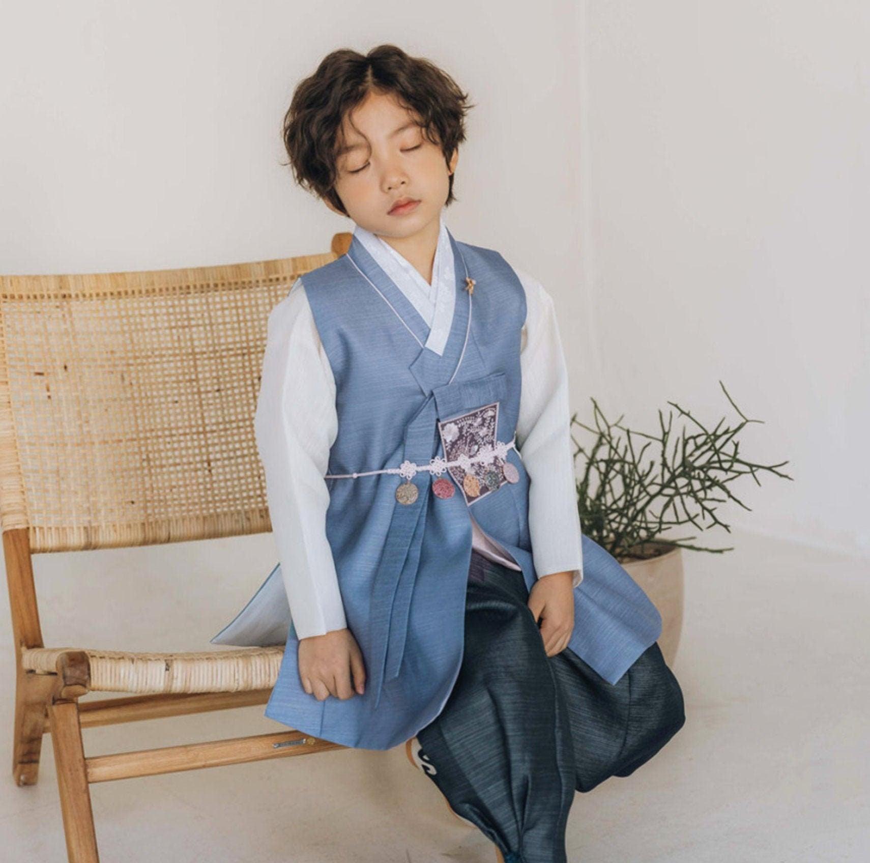 Sungju Indie Blue Solid Boy Hanbok (100D-10YR) - Native Korean