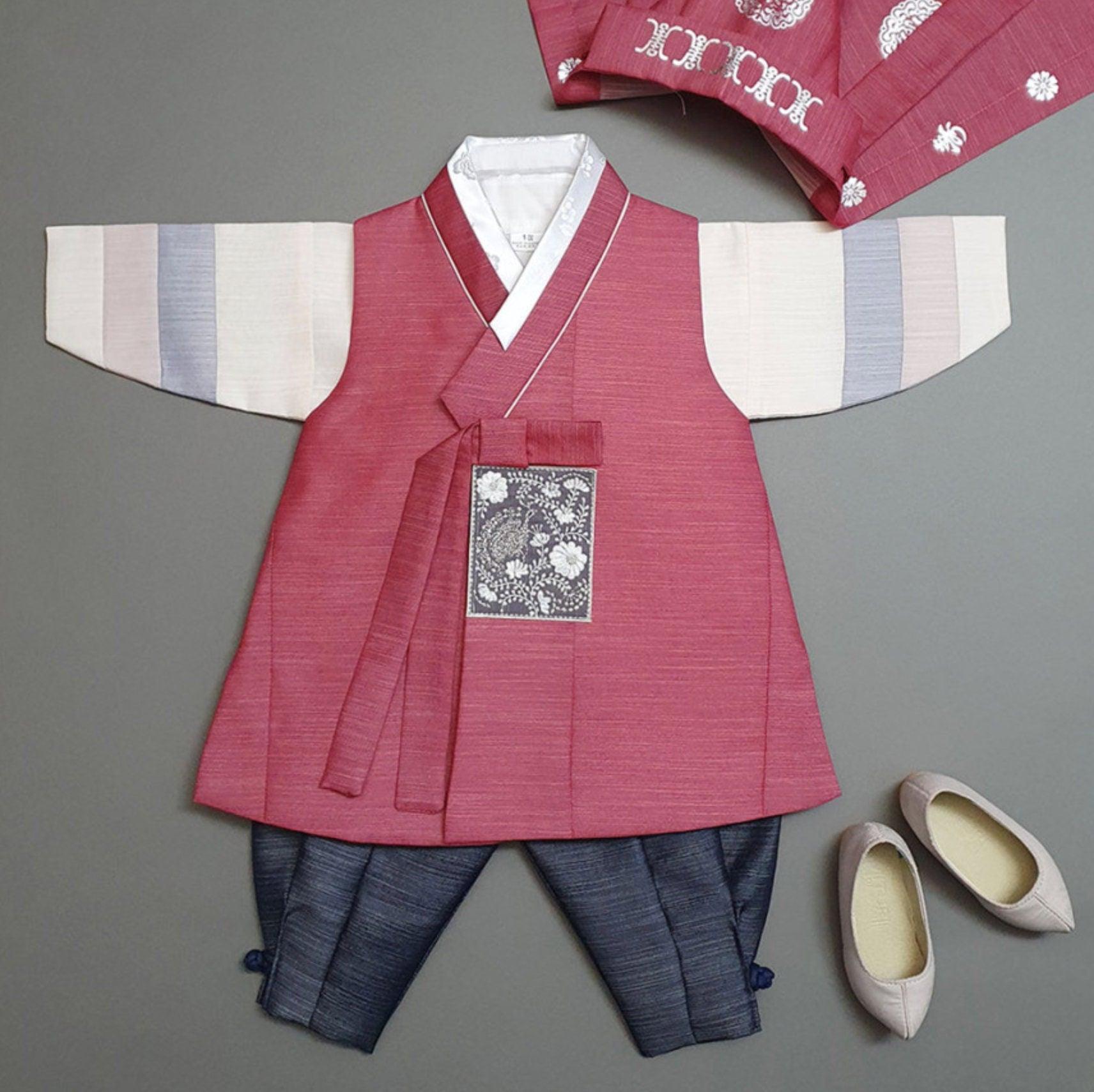 Sungju Indie Red Stripe Boy Hanbok (100D-10YR) - Native Korean