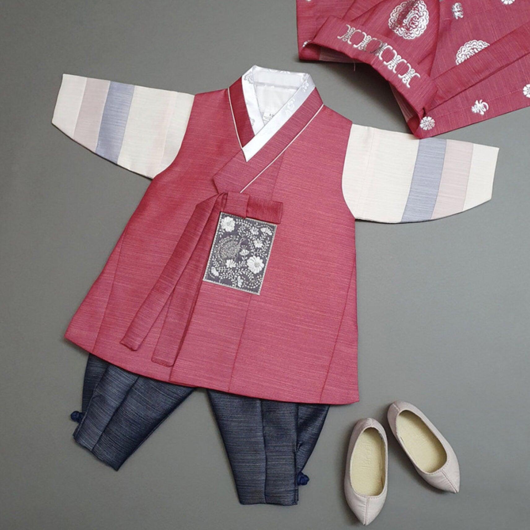 Sungju Indie Red Stripe Boy Hanbok (100D-10YR) - Native Korean