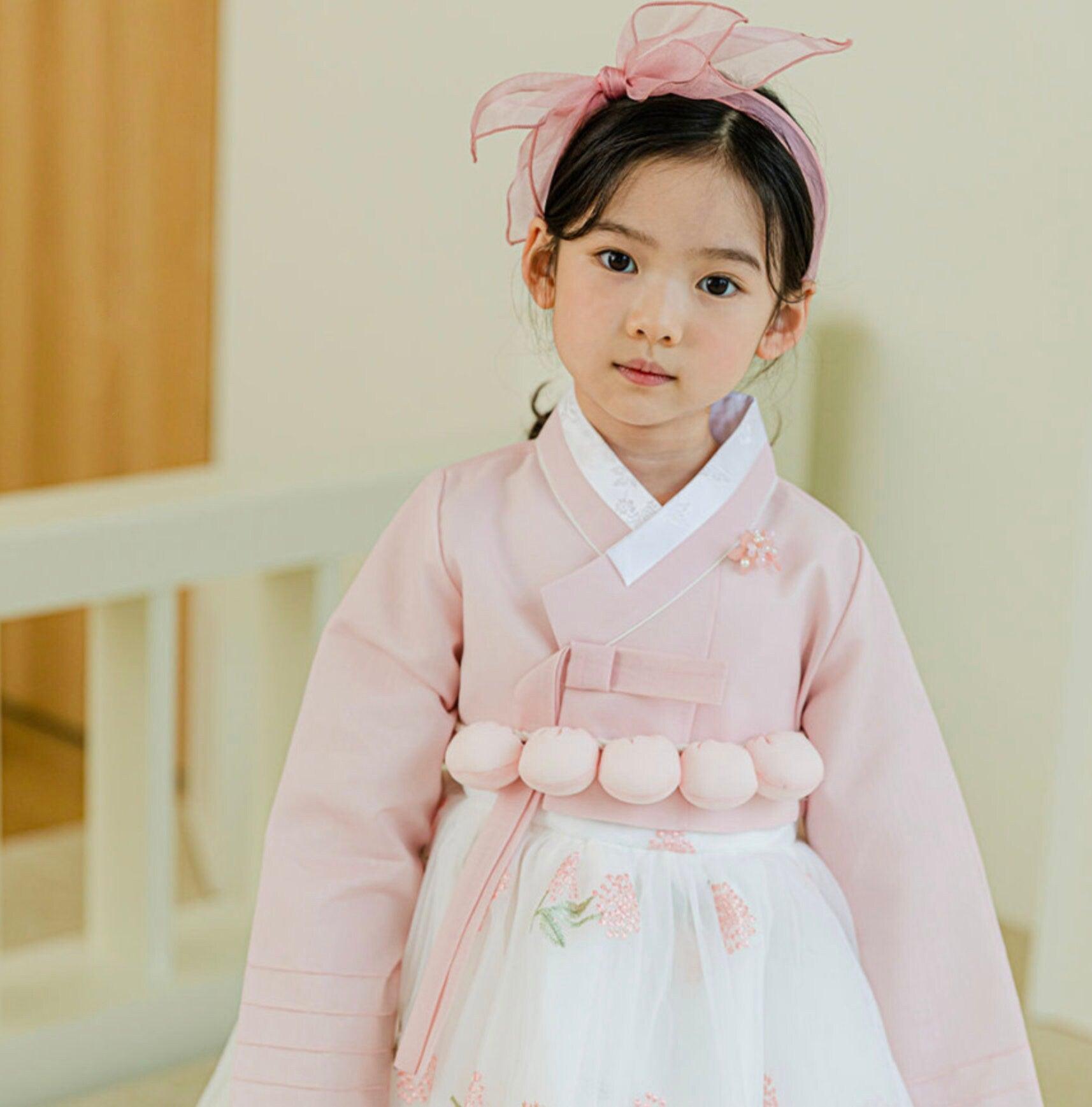 Xia Pink Dress Girl Hanbok (100D-8YR) - Native Korean